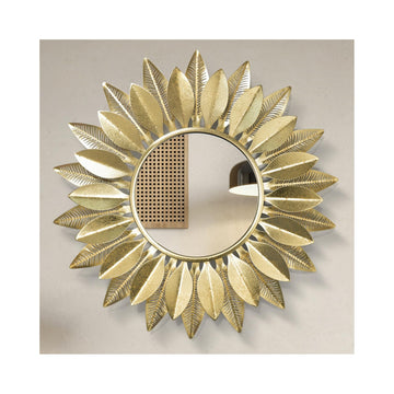 24" Gold Sunburst Decorative Wall Mirror - Handmade Flower Design