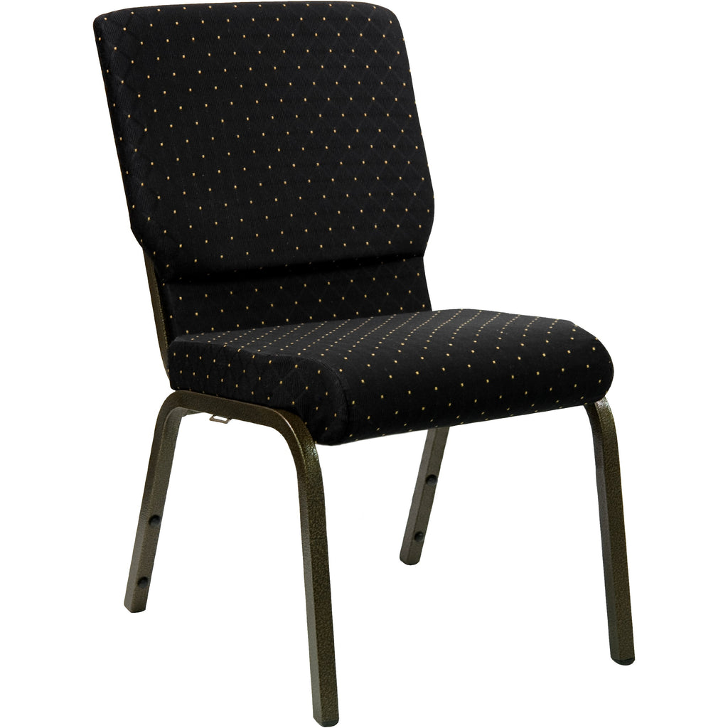 18.5 in Wide Fabric Church Chair, Black, 4-Pack