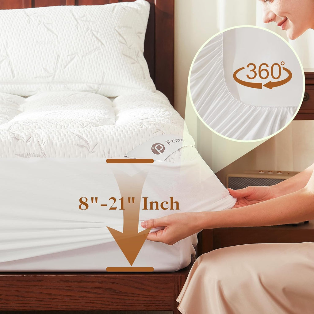 Full Size Mattress Topper, Thick Pillow Top Mattress Pad,Up to 21 Inch Deep Pocket, Soft Breathable Mattress Pad for