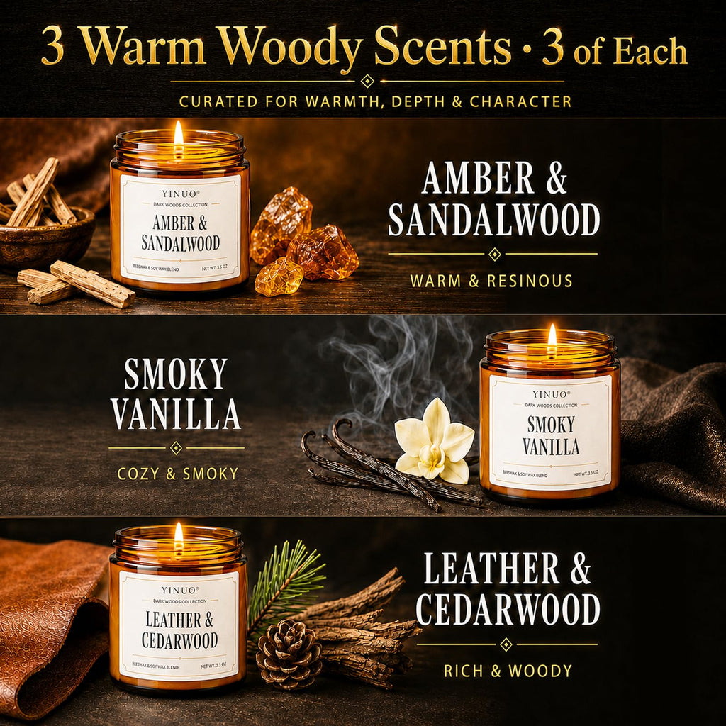 Scented Candle Gift Set, 9 Pack 3.5oz Fall & Winter Amber Jar Candles