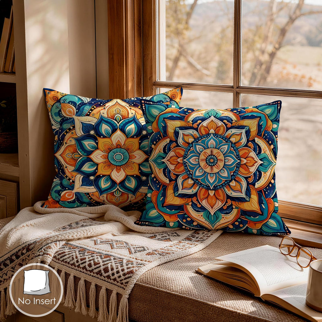Boho Mandala Decorative Throw Pillow Covers 18 x 18 Inch Set of 4