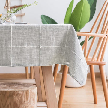 Solid Embroidery Lattice Tablecloth Cotton Linen Dust-Proof Checkered Table Cover Dinning Tabletop D