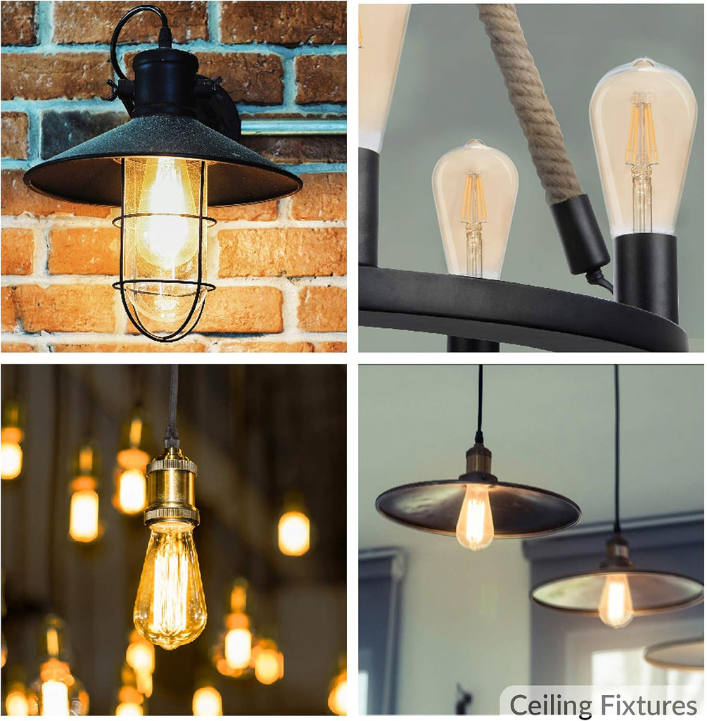 LED Edison Vintage Filament ST21 6W Bulbs E26, 2200K, 6 Pack