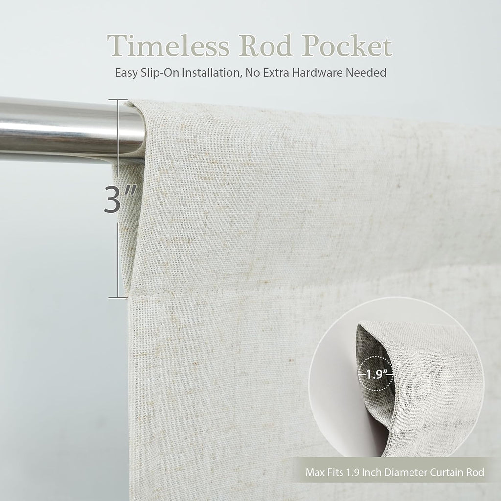 Double Layer Linen Blackout Tie Up Curtains Thermal Insulated Fully Lined Balloon Roman Shade Bathroom Window