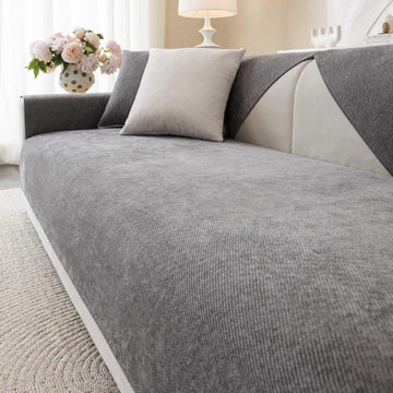 Soft Plush Couch Cover Washable, Non Slip Pluffy Sectional Sofa Covers for 3 Cushion Couch Sofa L Sharped Sofa