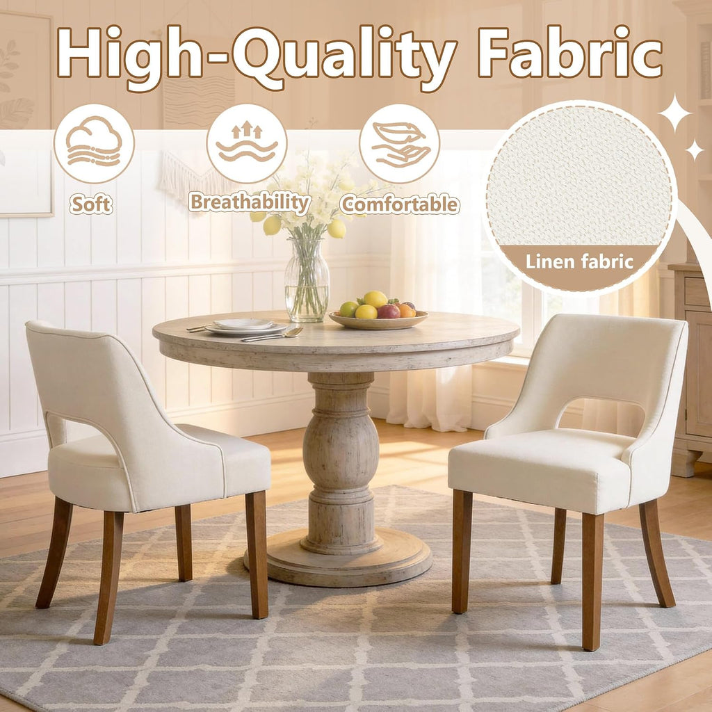 Wooden Dining Chairs Set of 2, Modern Fabric Upholstered Kitchen Chairs Dining Chair, Mid Century Modern Chair for