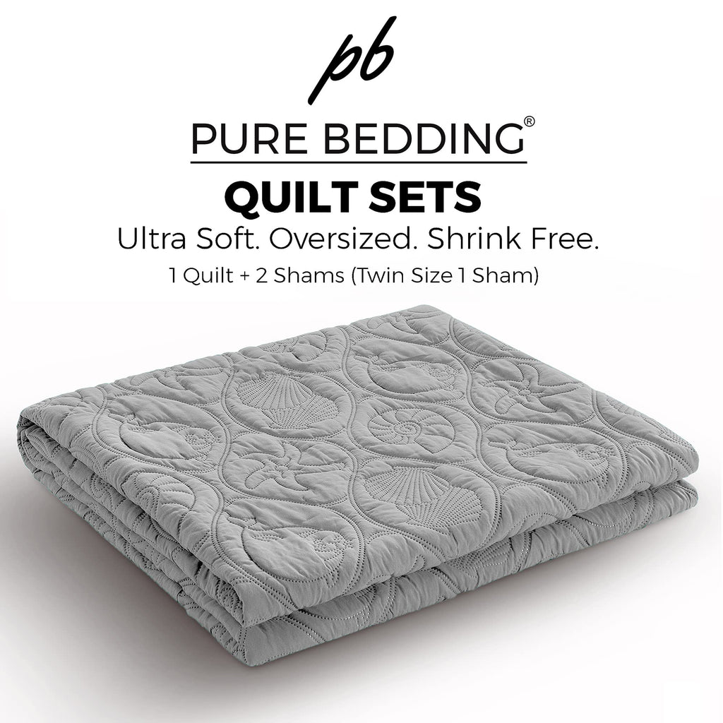 Quilt Set Size Light Grey - Oversized Bedspread, Soft Microfiber Coverlet for All Season - Includes 1