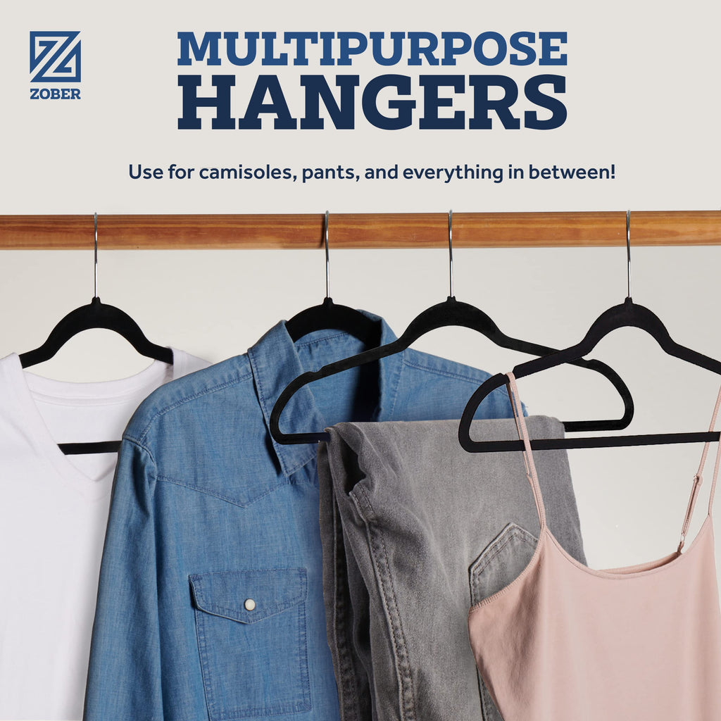Black Velvet Hangers 50 Pack, Slim Non Slip Clothes Hangers
