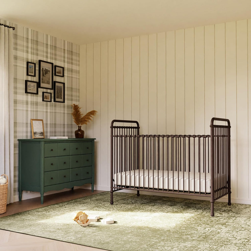 Abigail 3-in-1 Convertible Metal Crib in Vintage Iron, Greenguard Gold Certified | GREENGUARD Gold Certified