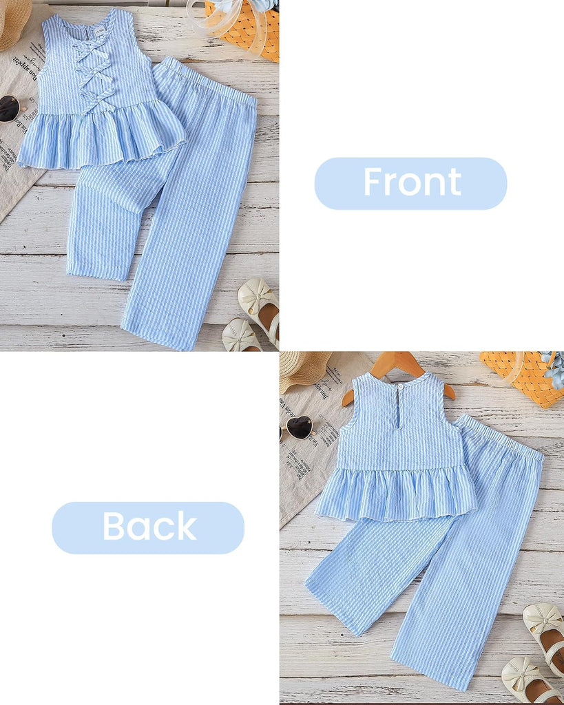 Toddler Baby Girl Clothes Summer Outfits Ruffle Sleeveless Vest Tank Tops Pants Set Cute Clothes For Girls