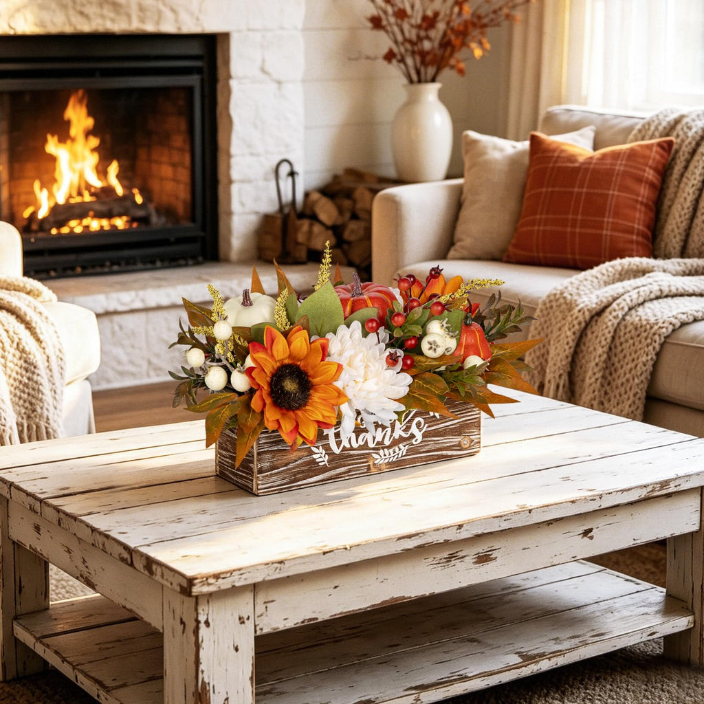 Fall Centerpiece for Table Fall Fake Flower in Pot Fall Floral Arrangement