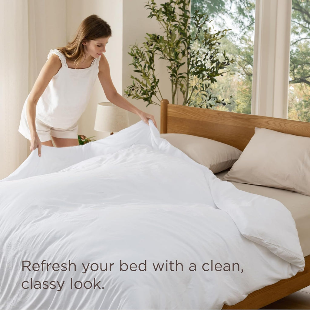 Duvet Cover Queen Only - Prewashed Cotton-Like Polyester Extra Soft All Season Bedding, Includes 1 Duvet Cover 90x90