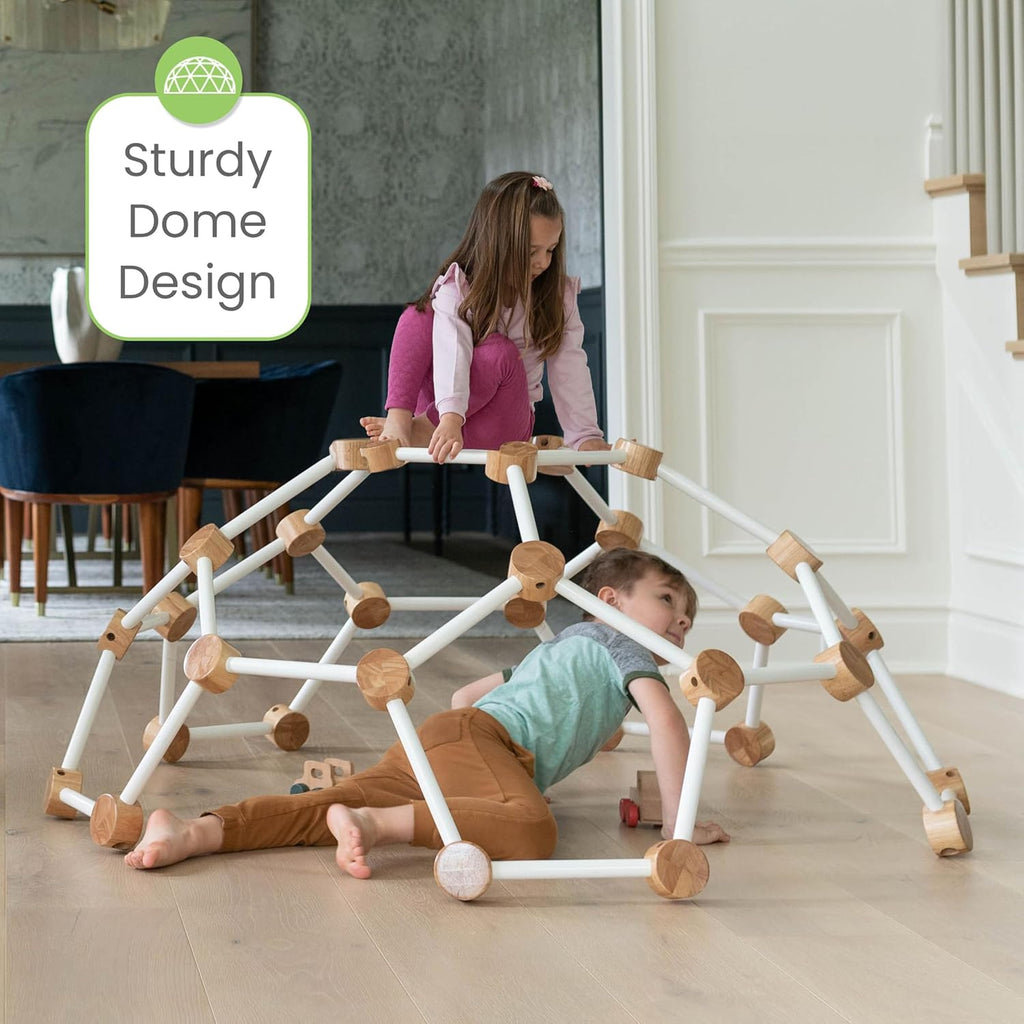 Indoor Climbing Gym Active Play Equipment, Solid Wood Montessori Space Dome Climber for Toddlers 2-6 Years, Maximum