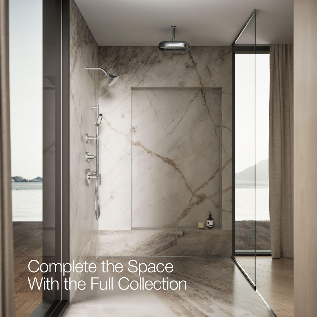 22169-G-CP Forté Three-function showerhead, 1.75 GPM, Full Coverage, Pulsating Massage, Silk Spray, Corrosion