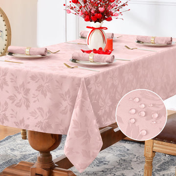 Jacquard Rectangle Tablecloth 60 x 102 Inch, Pink