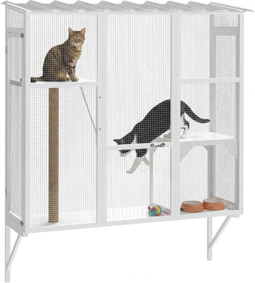 Outdoor Catio for 2-3 Large Indoor Cats 2 Jumping Platforms White