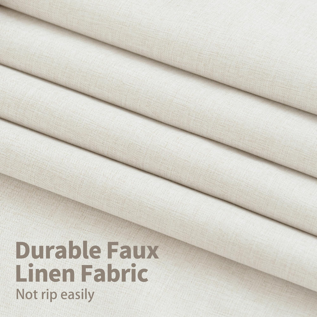 Linen Blackout Curtains 63 Inches Long, Room Darkening Drapes