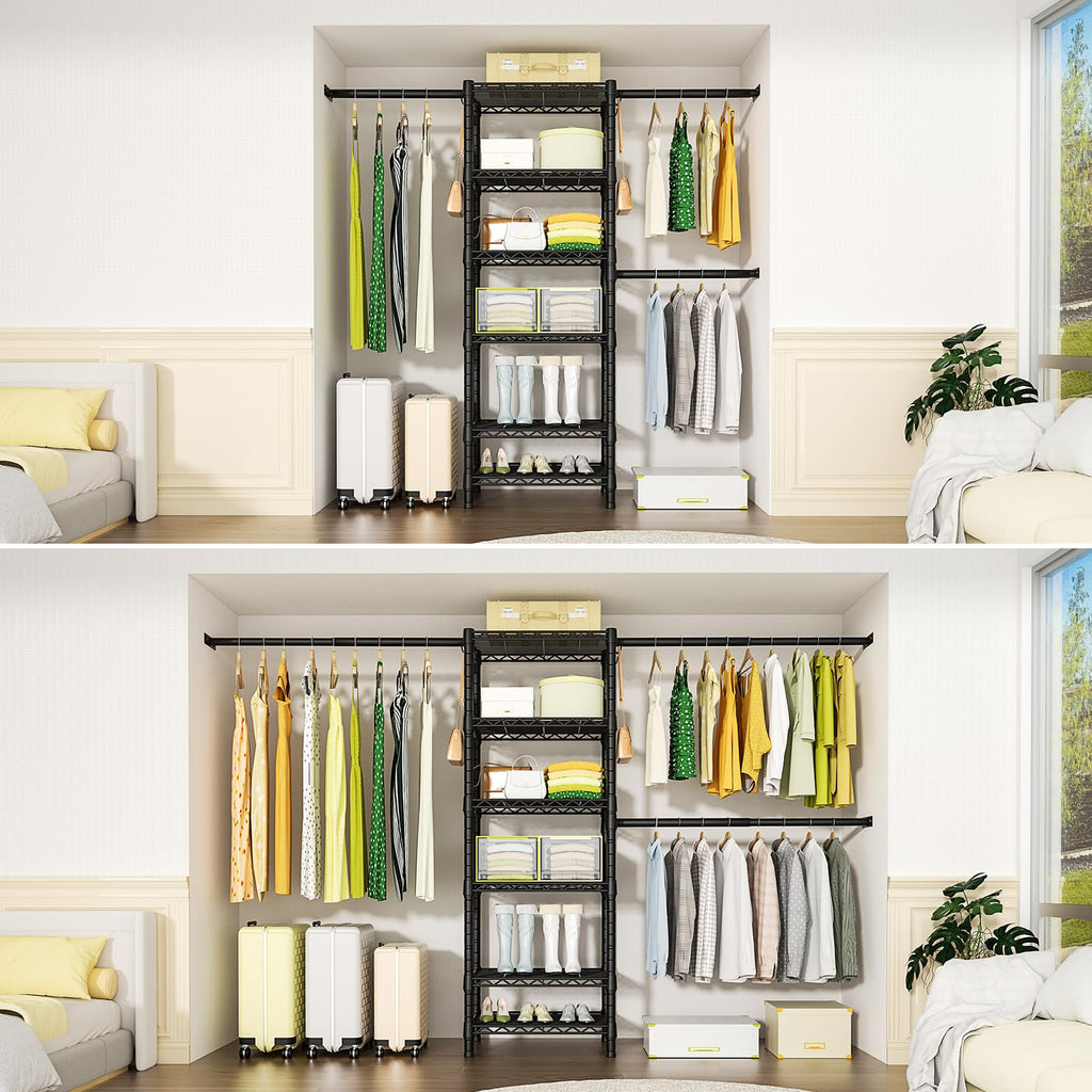 M5 Wall Mounted Clothes Garment Rack, Heavy Duty Closet Storage System