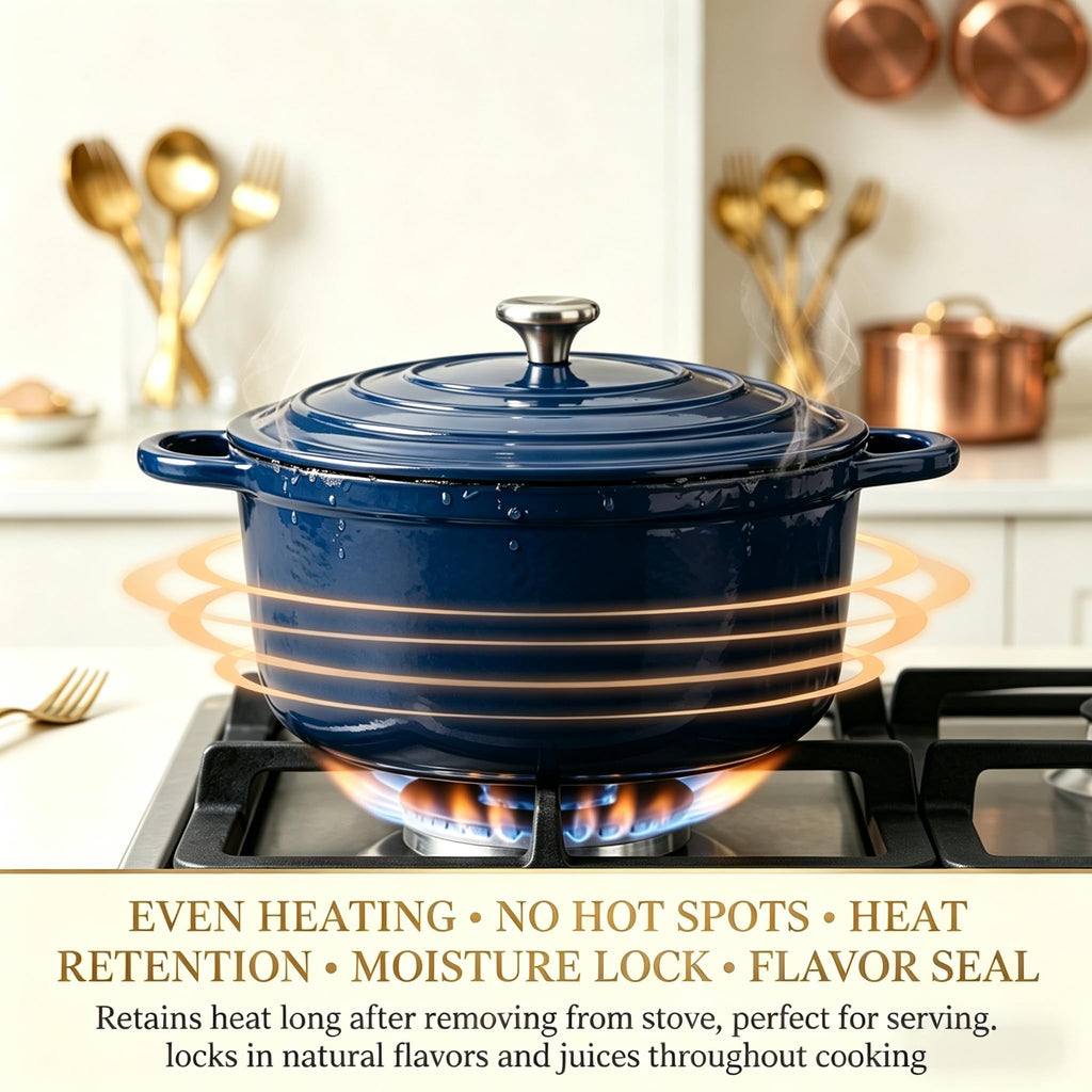 5-Piece Navy Blue Enameled Cast Iron Cookware Set