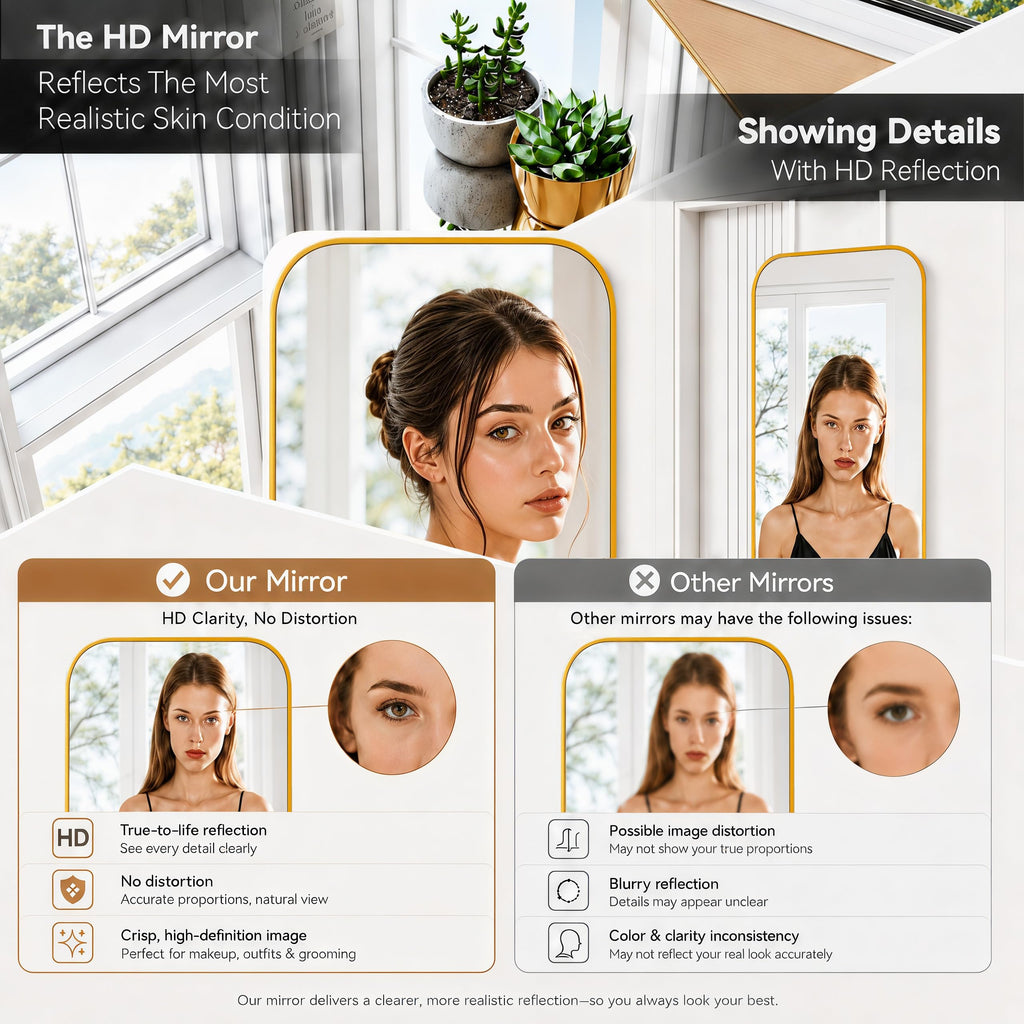 47x14 Full Length Mirror Over the Door Hang or Wall Mounted Gold