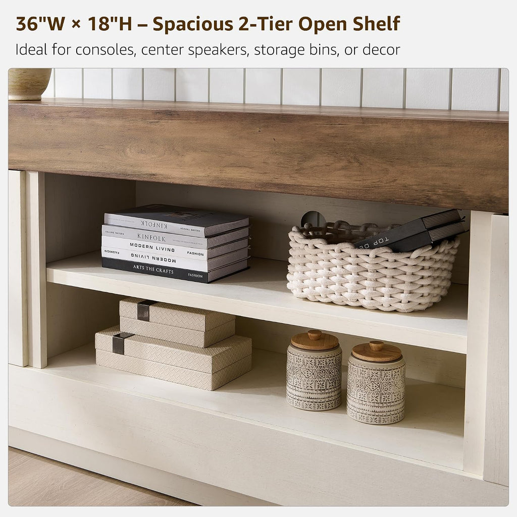 Modern 70" TV Stand, Entertainment Center for TVs Up to 80", Media Console with Large Open Storage & Side Cabinets
