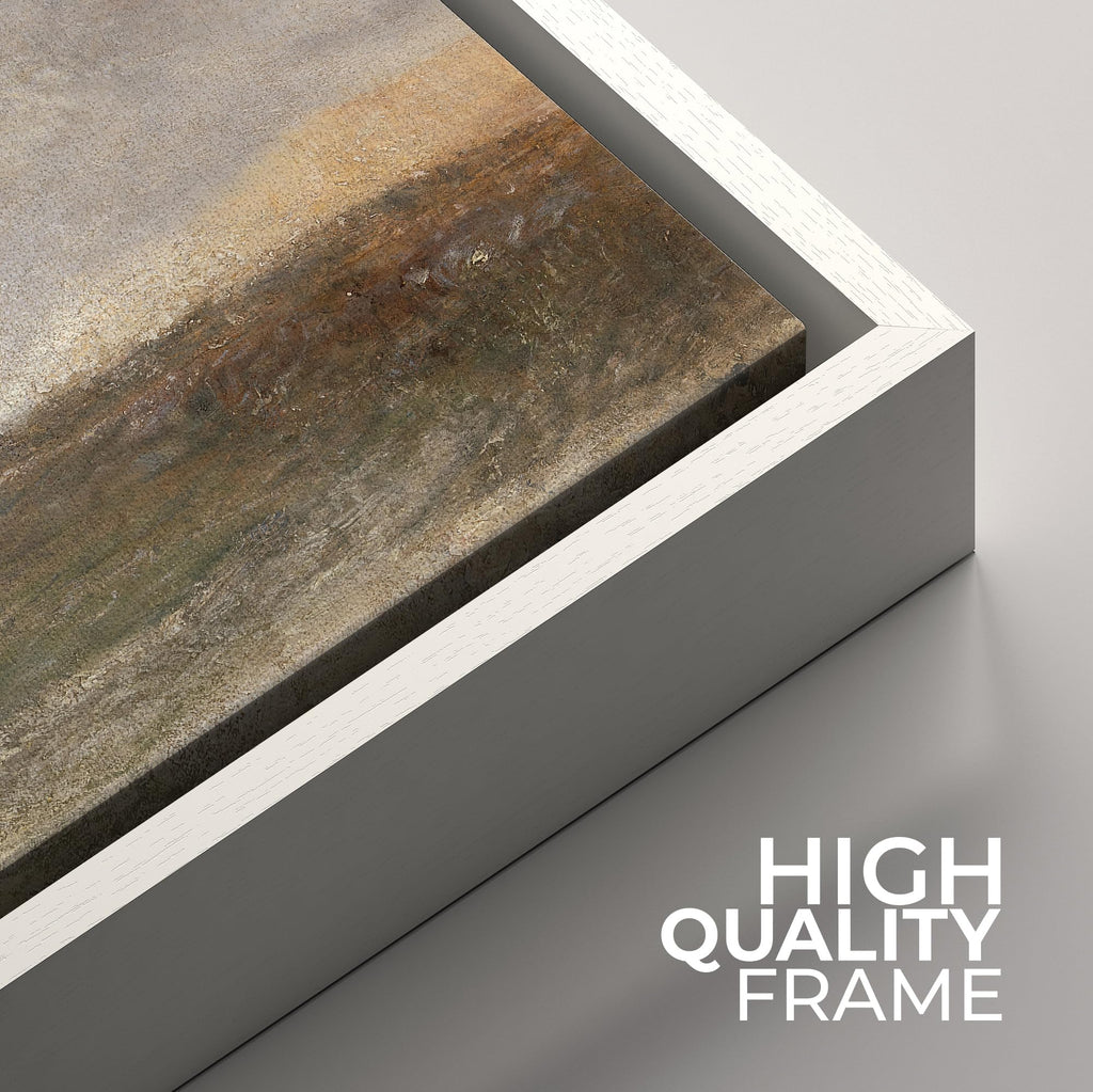 Framed Canvas Print Wall Art Impressionist Seascape - Abstract Ocean and Sky Illustrations Modern Art Relax/Calm Warm