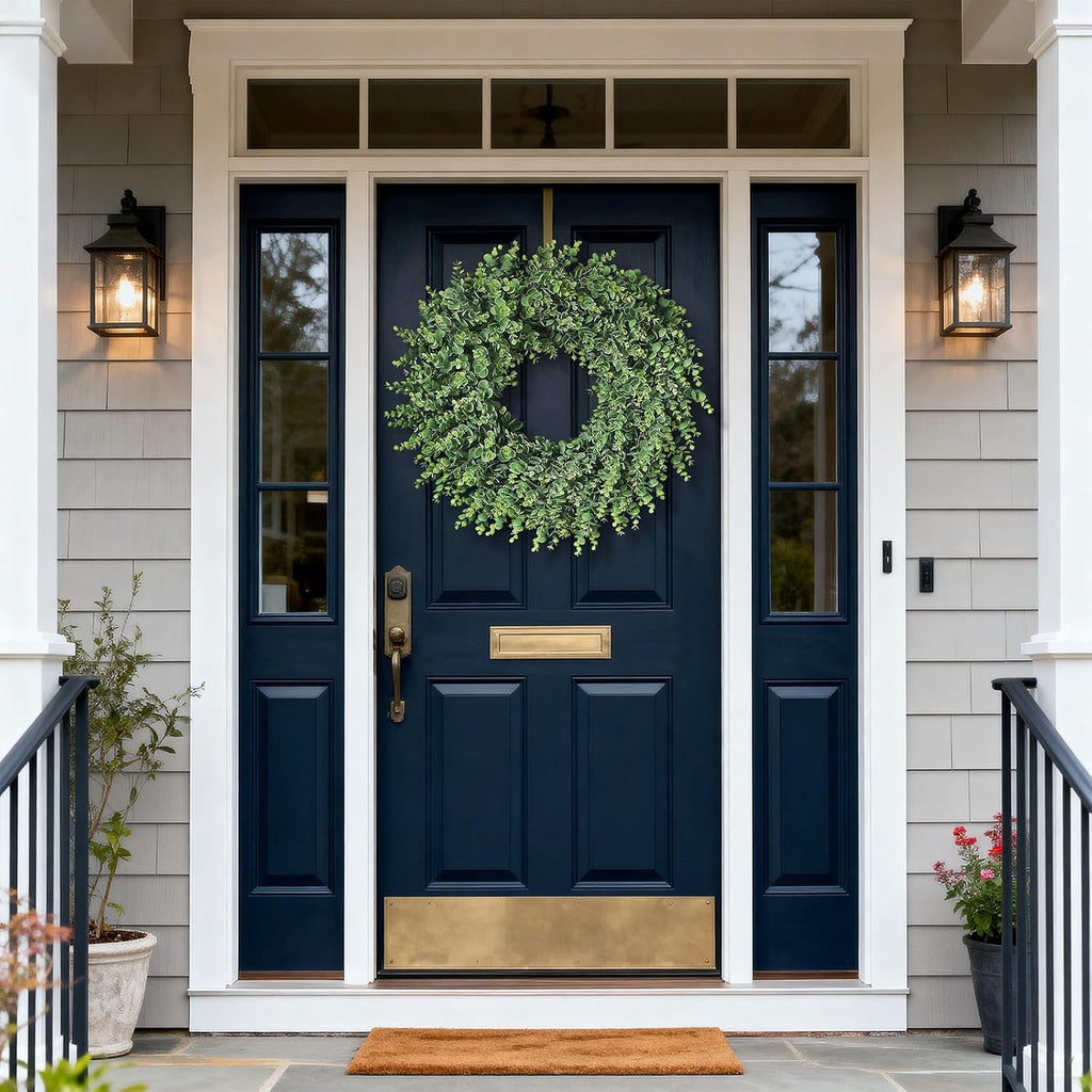 24" Lifelike Touch Artificial Eucalyptus Wreath for Front Door Decor(Green)