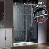 Frameless Single Sliding Shower Doors in Brushed Nickel Finish