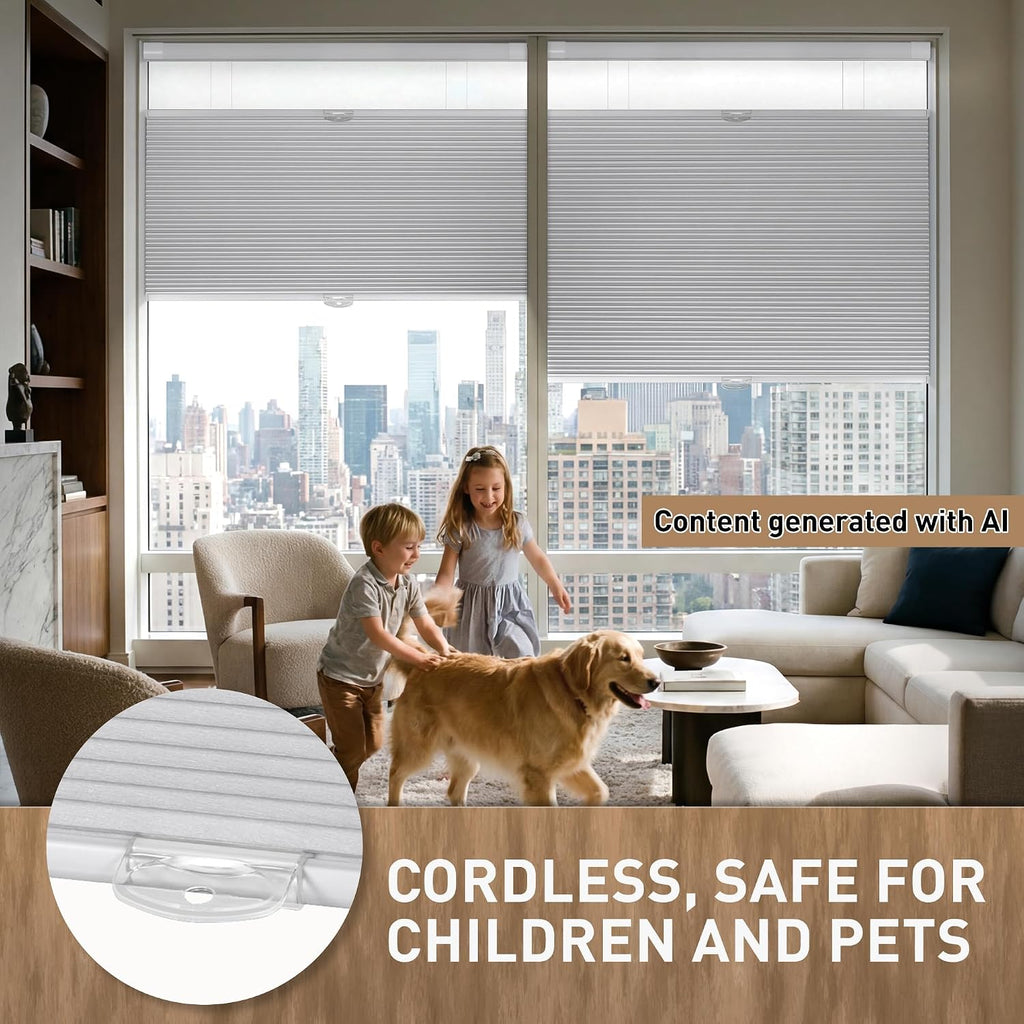 No Drill Top Down Bottom Up Blackout Cellular Shades | Get Privacy & Adjust Light, 3 Steps to Install, 1.1 Inch