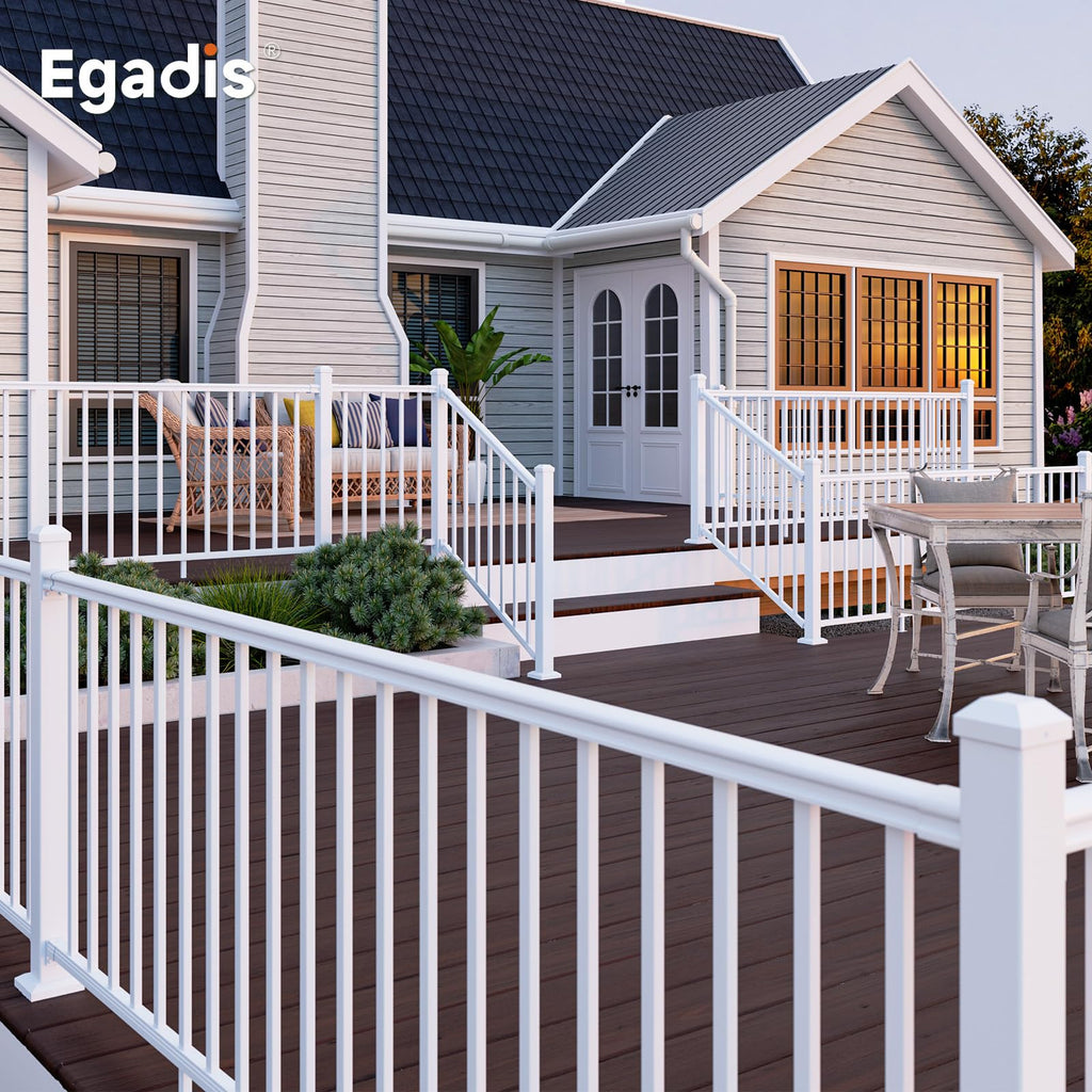36 in x 8 ft Modular Aluminum Porch and Deck Railing Kit, White