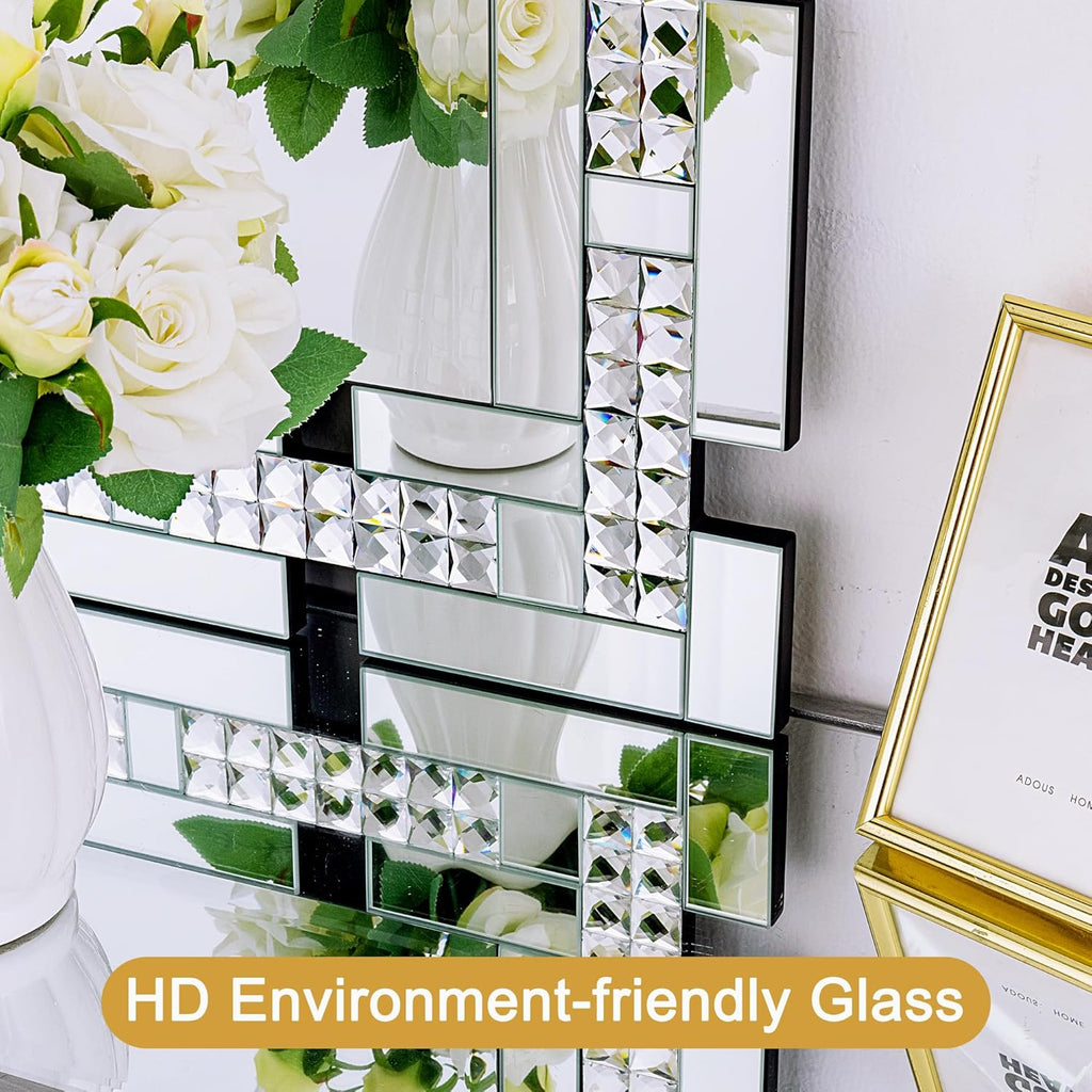 Crystal Decorative Wall Mirror , 36 X 24 Inches Large Mirror for Wall Decor with Beveled Edge, Rectangle Elegant Wall