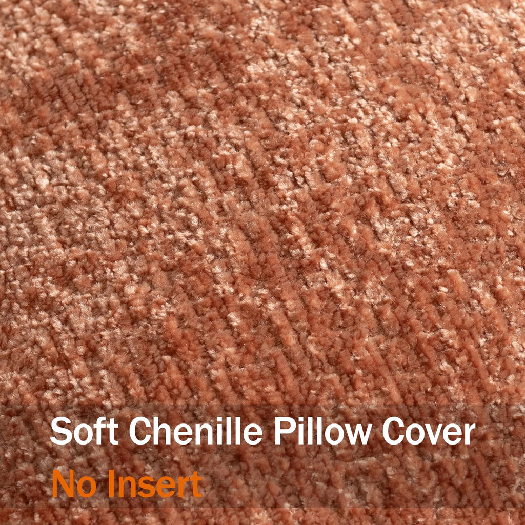 Pack of 2 Burnt Orange Fall Decorative Throw Pillow Covers 12x20 Cozy Soft Chenille Accent Vintage Rectangular Lumbar