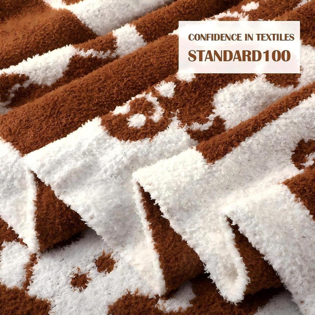 Christmas Gingerbread Man Knit Throw Blanket, 50 x 60 Inch Xmas Reversible Knitted Throw Blanket, Cozy Lightweight