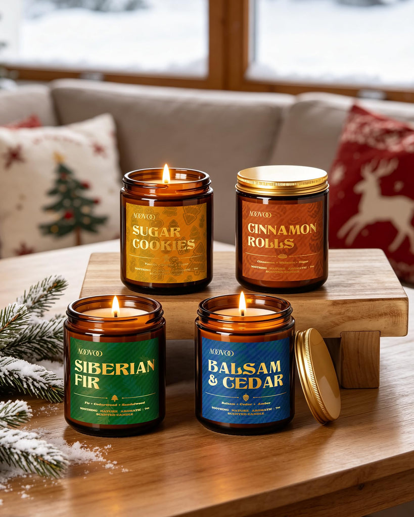 4 Pack Winter Candles Set - 28 oz Candle Gift Scented