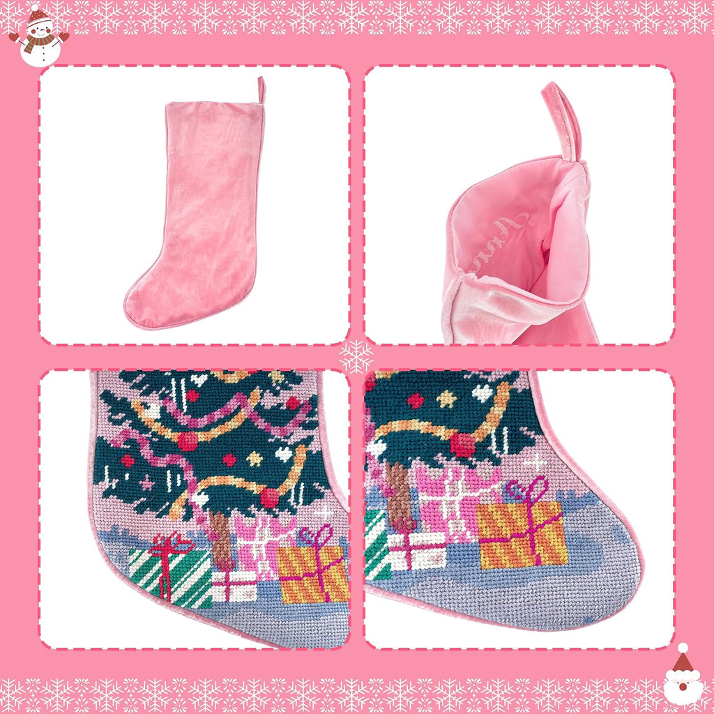 Needlepoint Christmas Stockings Personalized Snowman Santa Nutcracker Christmas Tree Embroidered Family Stockings