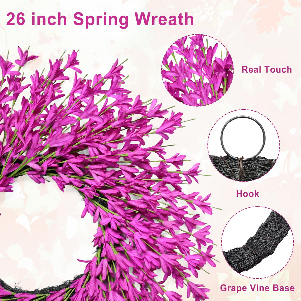 26 Inch Spring Wreaths for Front Door Large Spring Door Wreath Easter Valentines Wild Floral Summer Wreaths Outside