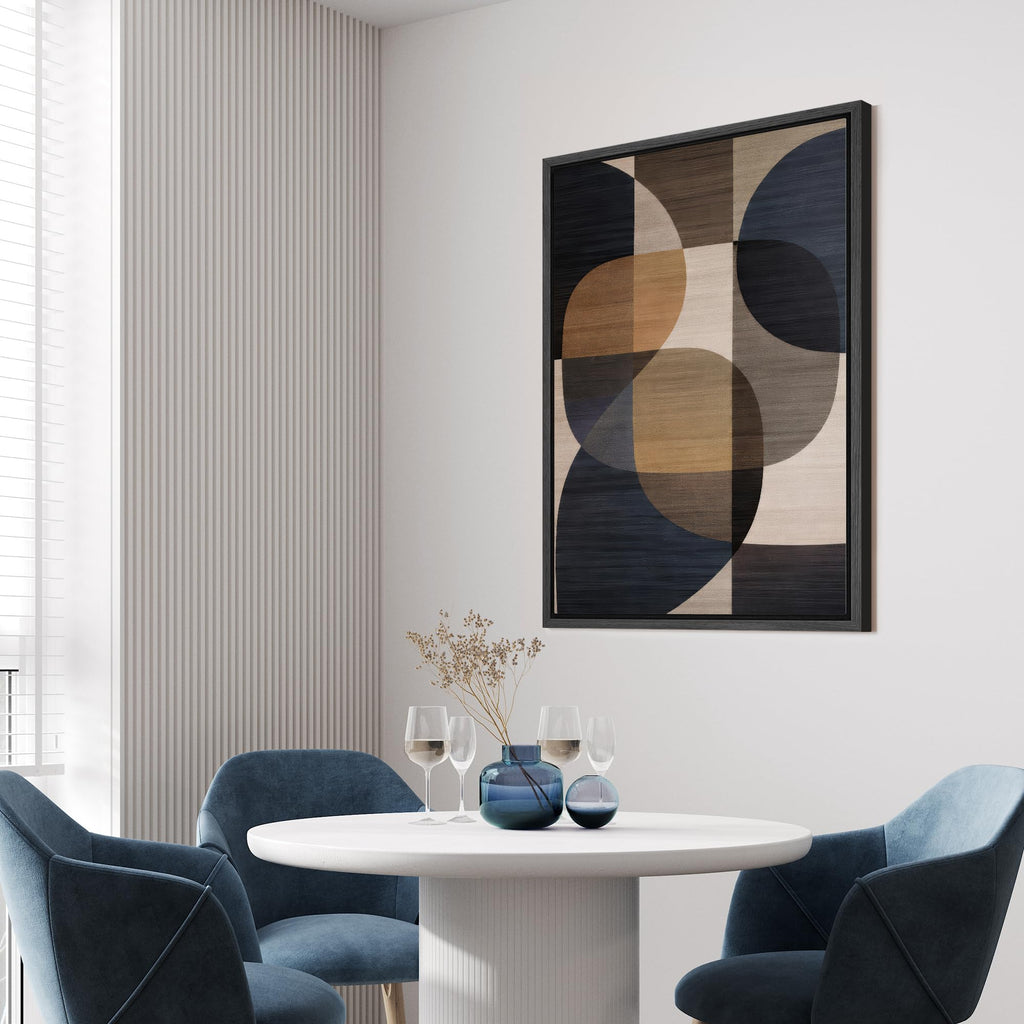 Framed Canvas Print Wall Art Geometric Neutral Circle Pattern Abstract Digital Art Realism Decorative Rustic