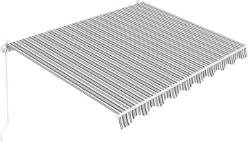 Retractable Patio Awning 8.2'×6.5', Grey with White Strip | Fully Assembled Retractable Balcony Awning, 280G