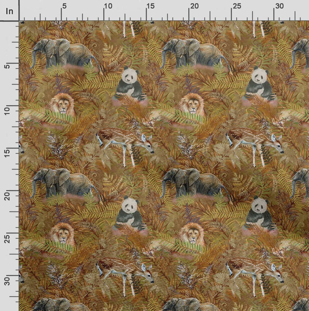 Printed Crepe Satin Fabric by - Animal Pattern - Brown & Green - 42" Wide Japan Crepe Satin by The Yard for Blouses