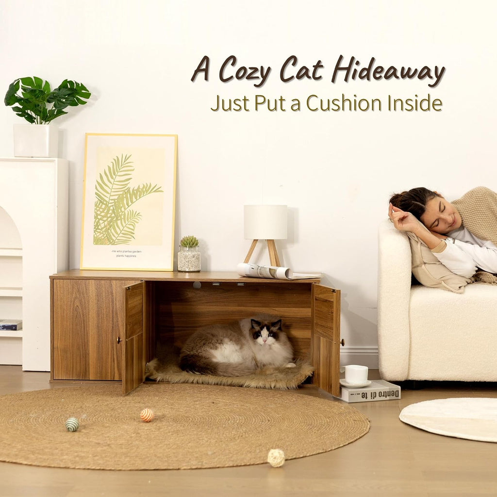 Cat Litter Box Enclosure Furniture with Storage, 42.5"L x 18.5"W x 16.9"H