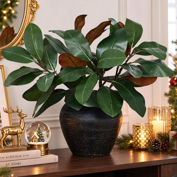 Magnolia Stems, 4 Pcs 22 Inch Artificial Magnolia Leave Branch, Real Touch 3D Faux Magnolia Stems, Fake Magnolia