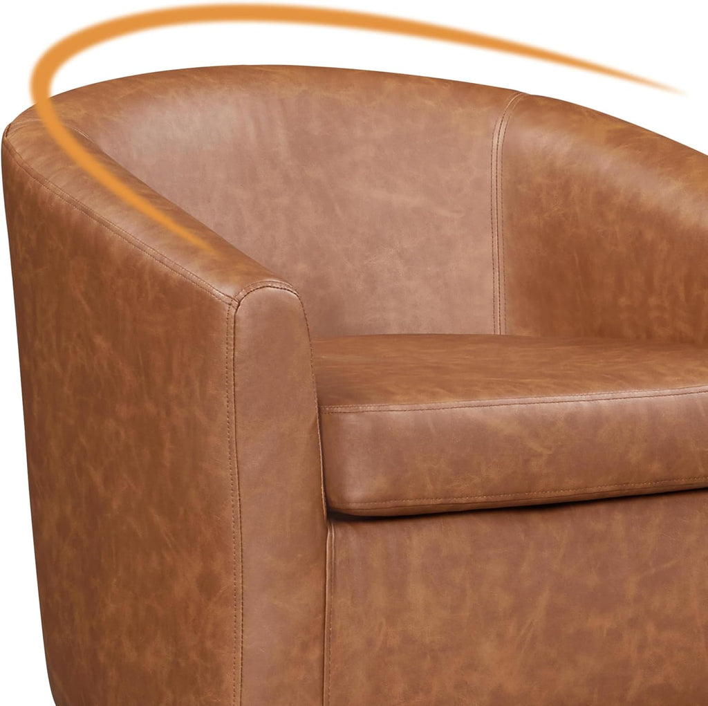 Accent Chairs with Ottoman, Faux Leather, Brown - Set of 2