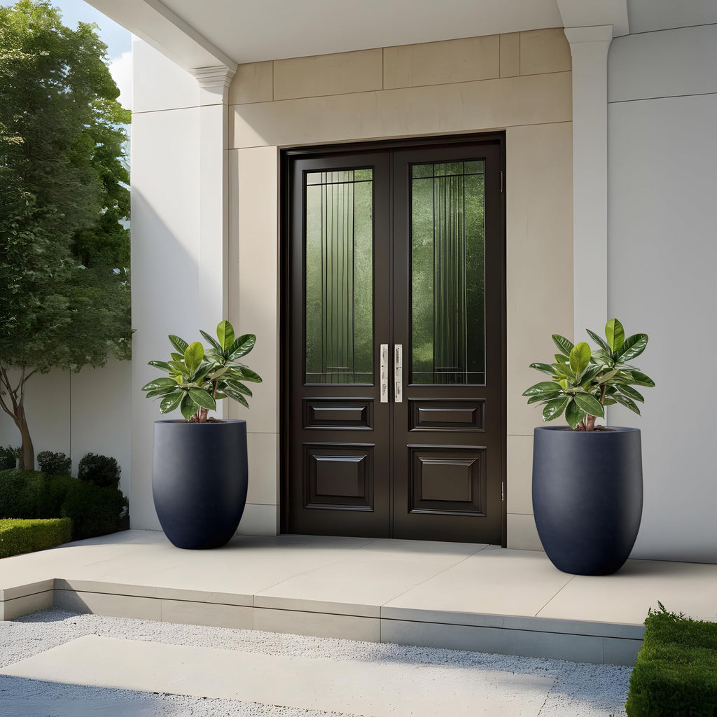 Charcoal Concrete Planter 21.7" Tall All-Weather Round Large Pot