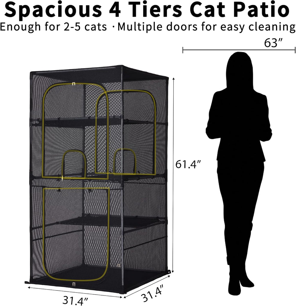 Catio Outdoor Cat Enclosure Window Access 61.4" H Large Cat Cage