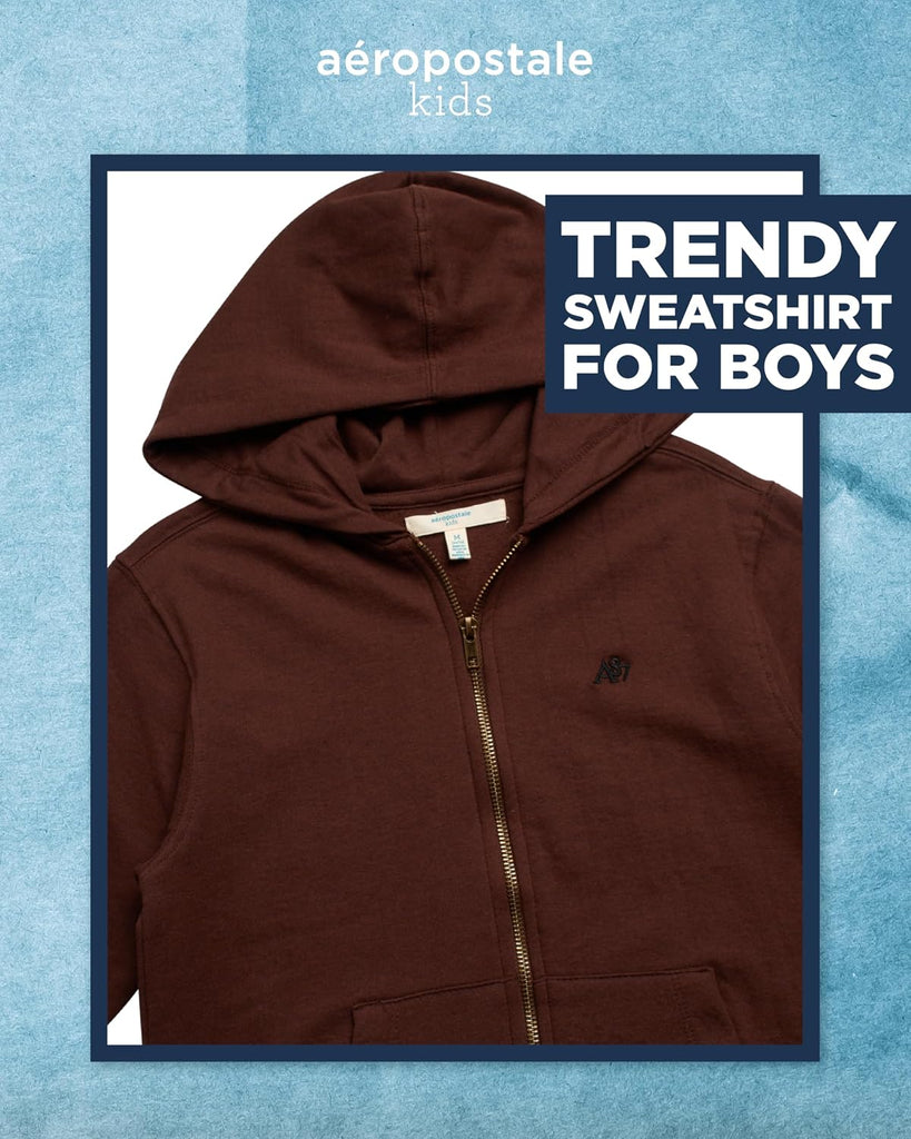 Boys Zip Up Fleece Hoodie, Full Zip with Kangaroo Pockets