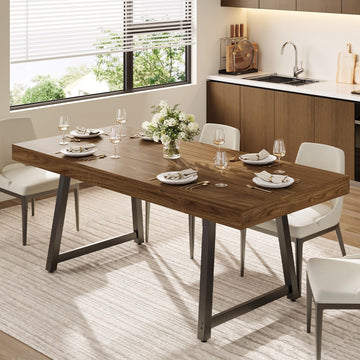 70.9" Industrial Dining Table for 6-8, Rectangle Kitchen Table