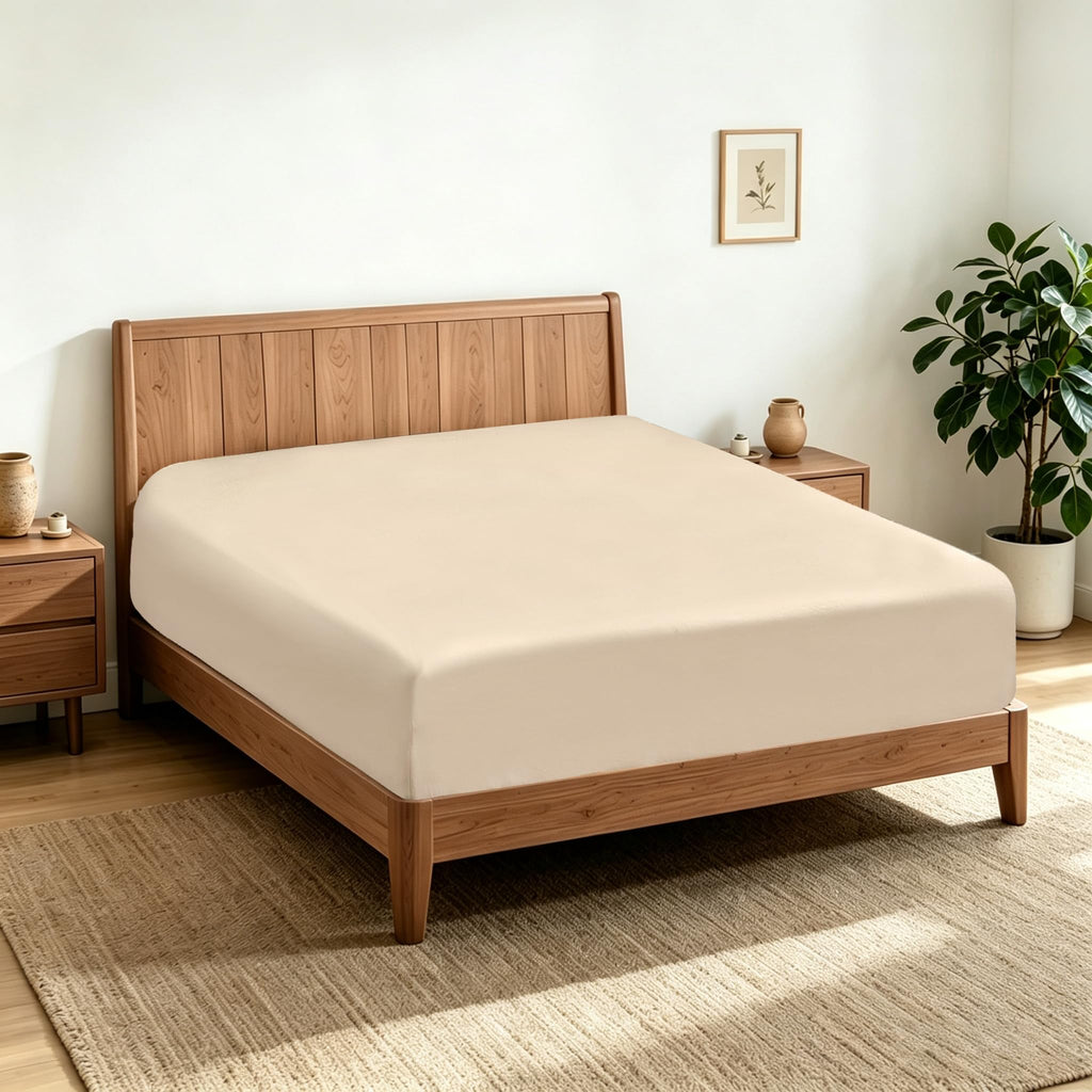 100% Egyptian Cotton Fitted Sheet Queen Size, 600 Thread Count Sateen
