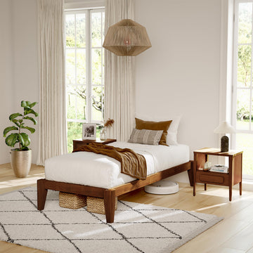 Thor Japanese Joinery Bed Frame Twin XL, Solid Wood (Walnut)