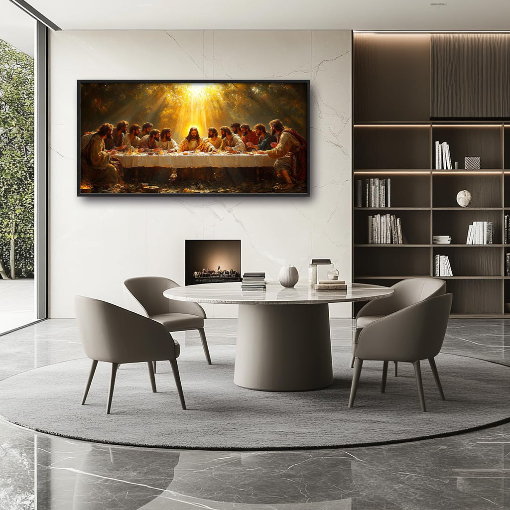 Large The Last Supper Wall Art, Christian Canvas Oversized Wall Decor, Jesus Aesthetics Framed Pictures Painting