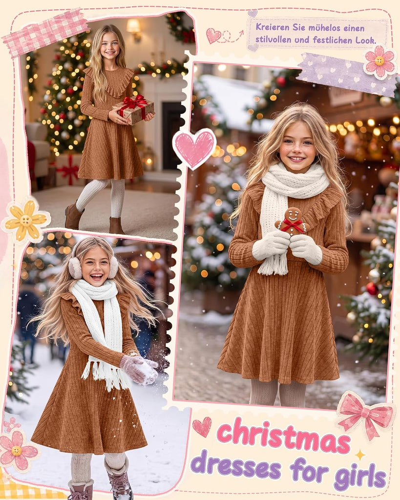 Girls' Long Sleeve Sweater Dress
